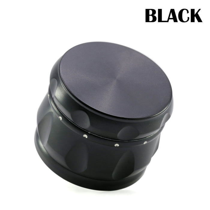 60MM Four-layer Zinc Alloy Drum Type Black Diamond Ring Herb Grinder-Black
