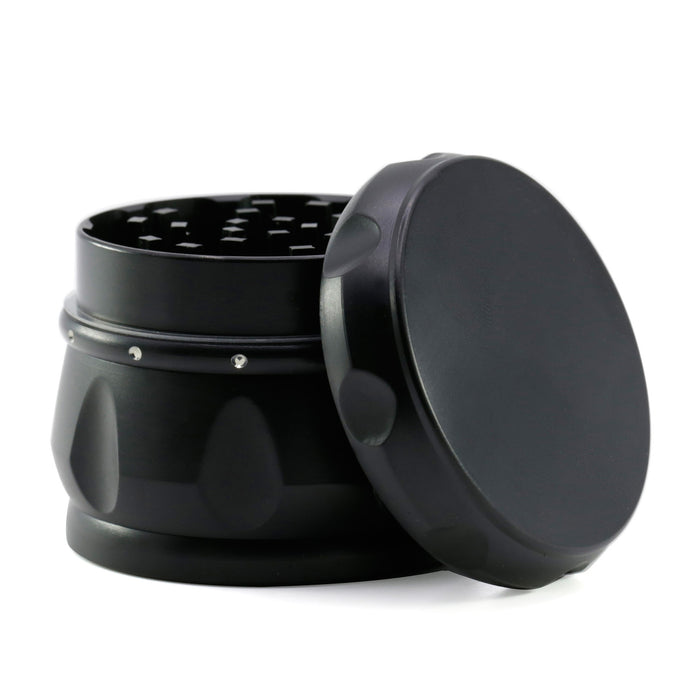 60MM Four-layer Zinc Alloy Drum Type Black Diamond Ring Herb Grinder-Black