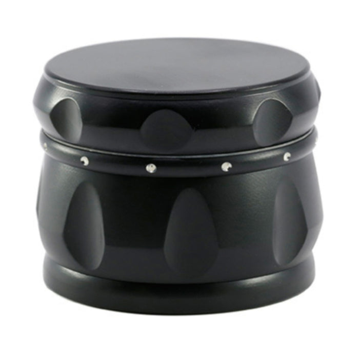 60MM Four-layer Zinc Alloy Drum Type Black Diamond Ring Herb Grinder-Black