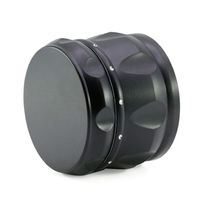 60MM Four-layer Zinc Alloy Drum Type Black Diamond Ring Herb Grinder-Black