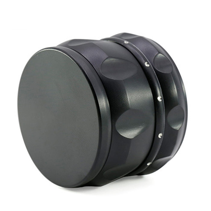 60MM Four-layer Zinc Alloy Drum Type Black Diamond Ring Herb Grinder-Black