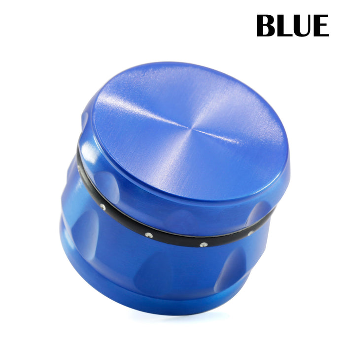 60MM Four-layer Zinc Alloy Drum Type Black Diamond Ring Herb Grinder-Blue