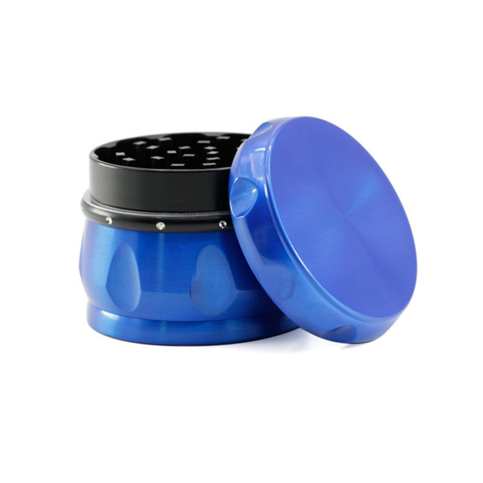 60MM Four-layer Zinc Alloy Drum Type Black Diamond Ring Herb Grinder-Blue