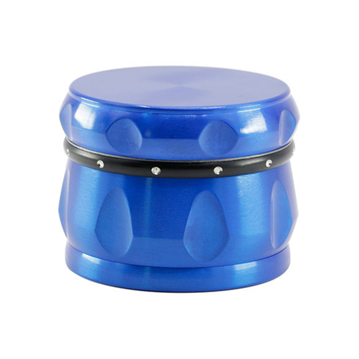 60MM Four-layer Zinc Alloy Drum Type Black Diamond Ring Herb Grinder-Blue