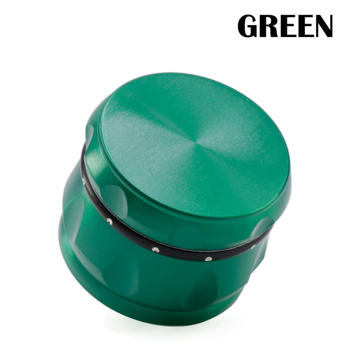 60MM Four-layer Zinc Alloy Drum Type Black Diamond Ring Herb Grinder-Green