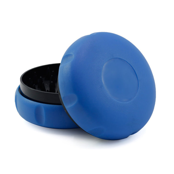 60MM Plastic 2-Layer Hamburger Chamfered Herb Grinder-Blue