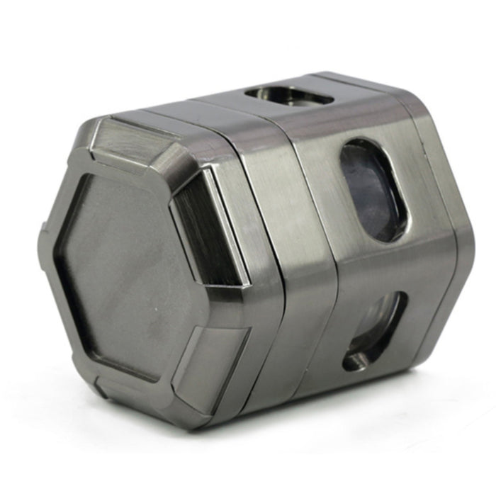60MM Zinc Alloy 4 Part Detachable Mesh Transparent Window Hexagonal Grinder-Gun-black