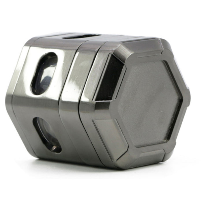 60MM Zinc Alloy 4 Part Detachable Mesh Transparent Window Hexagonal Grinder-Gun-black