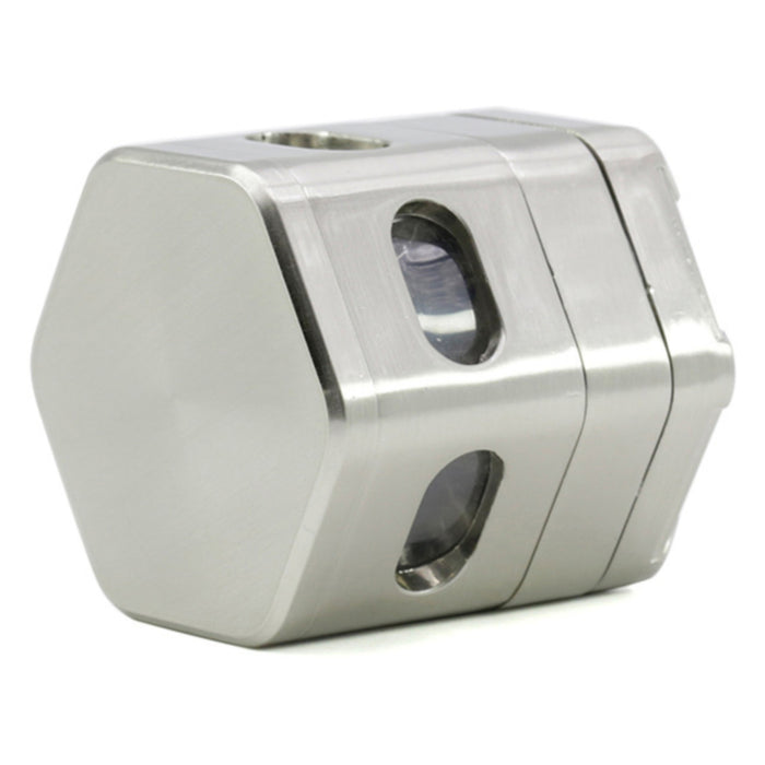 60MM Zinc Alloy 4 Part Detachable Mesh Transparent Window Hexagonal  Grinder-Silver