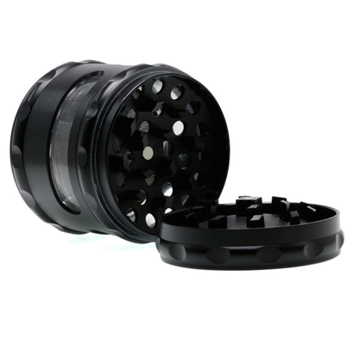 60MM Zinc Alloy Concave Four-Layer Window Weed Grinder-Black