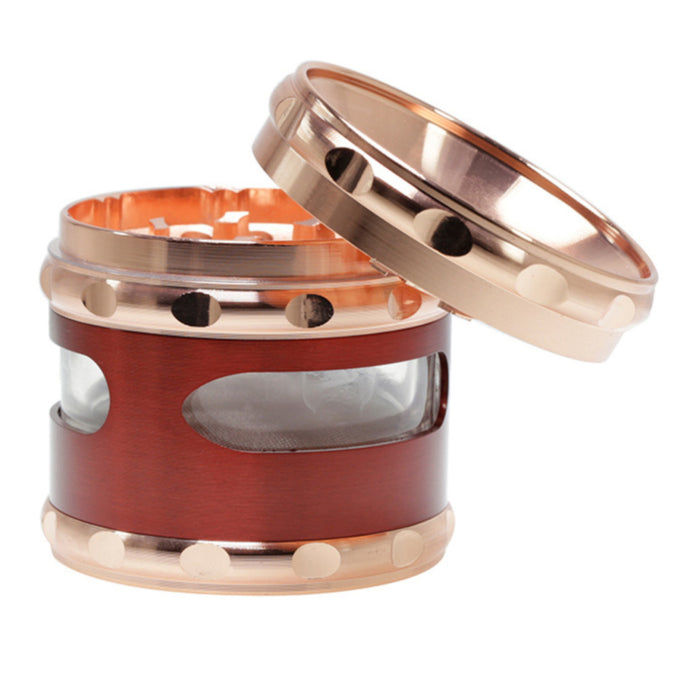 60MM Zinc Alloy Concave Four-Layer Window  Grinder-Red