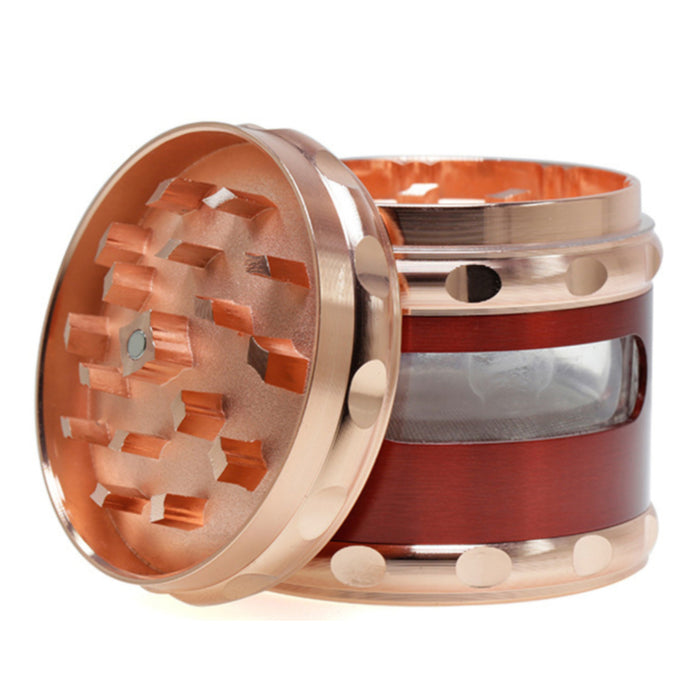 60MM Zinc Alloy Concave Four-Layer Window  Grinder-Red