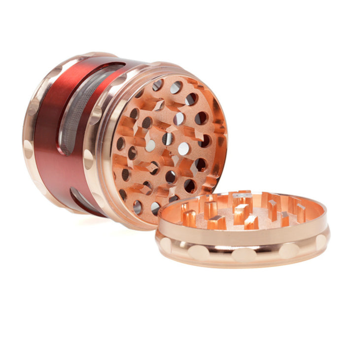 60MM Zinc Alloy Concave Four-Layer Window  Grinder-Red