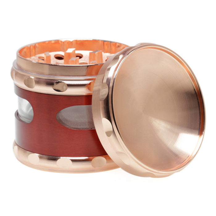 60MM Zinc Alloy Concave Four-Layer Window  Grinder-Red
