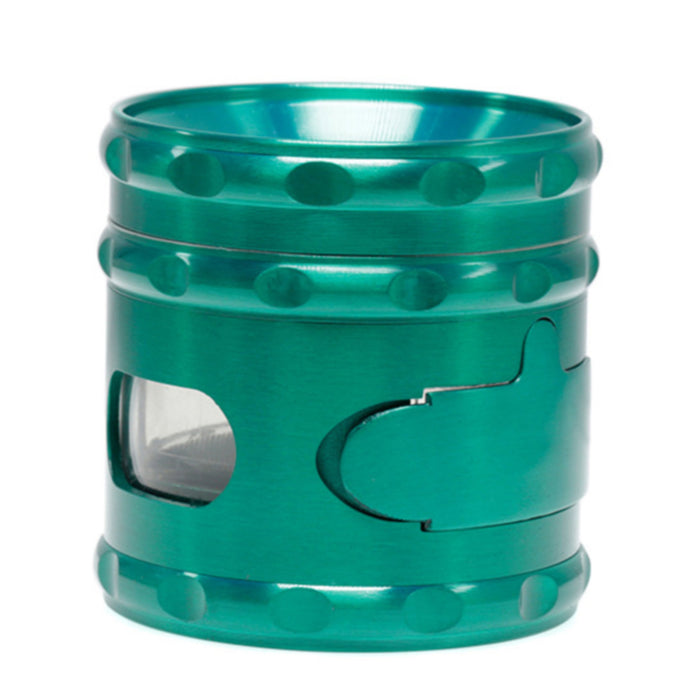 60MM Zinc Alloy Concave Window With Drawer Herb Grinder-Green