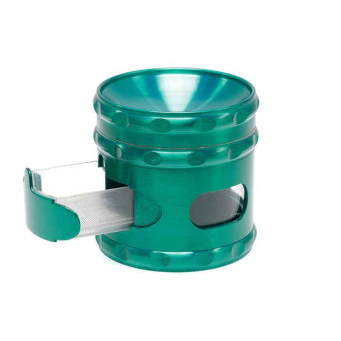 60MM Zinc Alloy Concave Window With Drawer Herb Grinder-Green