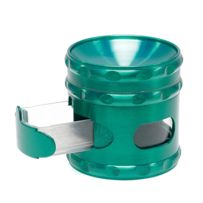 60MM Zinc Alloy Concave Window With Drawer Herb Grinder-Green
