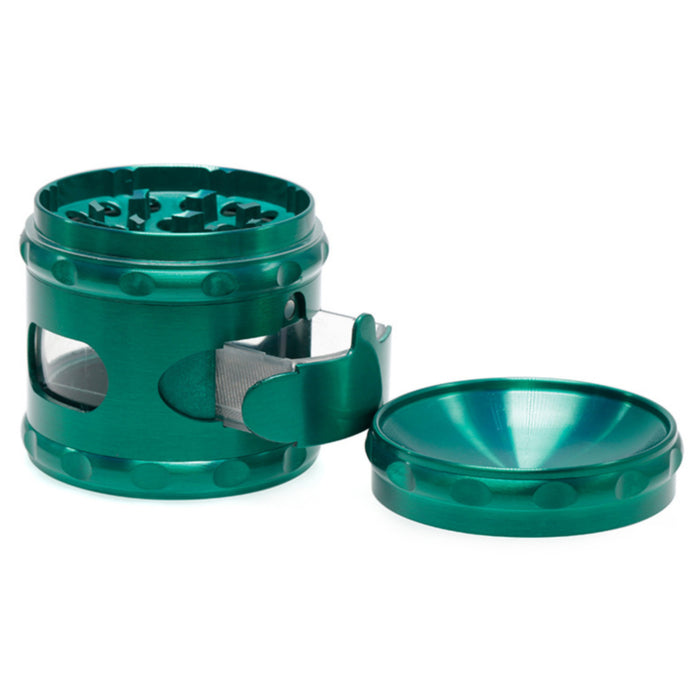 60MM Zinc Alloy Concave Window With Drawer Herb Grinder-Green