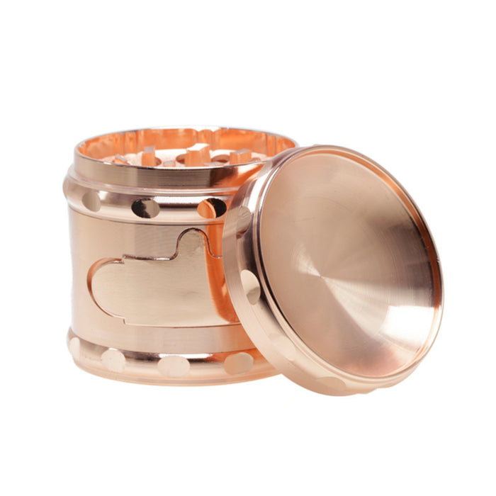60MM Zinc Alloy Concave Window With Drawer Herb Grinder-Rose-gold