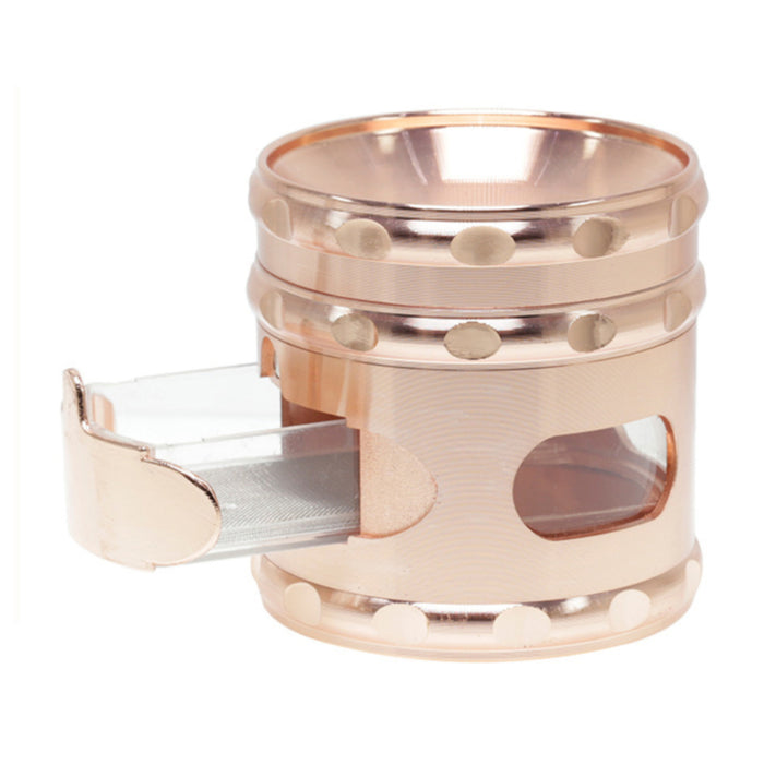 60MM Zinc Alloy Concave Window With Drawer Herb Grinder-Rose-gold