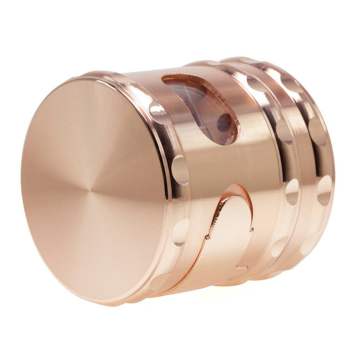 60MM Zinc Alloy Concave Window With Drawer Herb Grinder-Rose-gold
