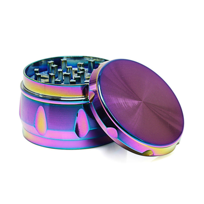 60MM Zinc Alloy Four-Layer Rainbow Color Drum Ice Blue Herb Grinder