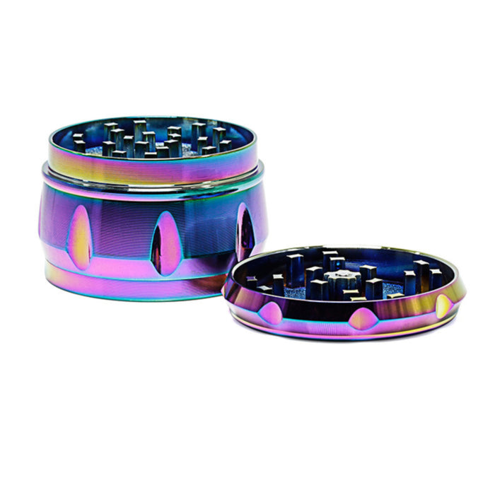 60MM Zinc Alloy Four-Layer Rainbow Color Drum Ice Blue Herb Grinder