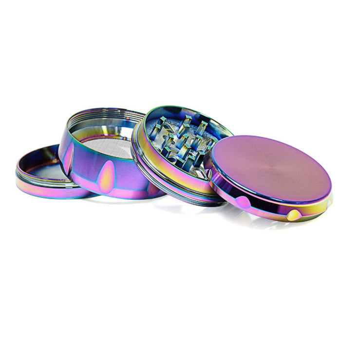 60MM Zinc Alloy Four-Layer Rainbow Color Drum Ice Blue Herb Grinder