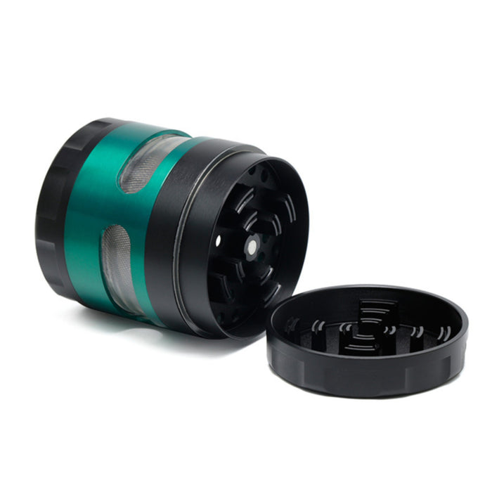 60MM 4 Piece Zinc Alloy Large Chamfered Herb Grinder-Green