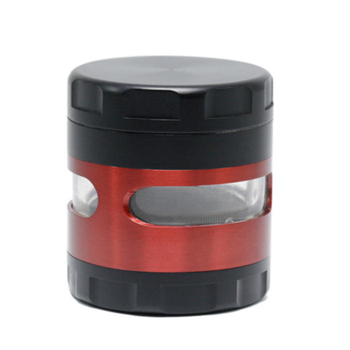 60MM 4 Piece Zinc Alloy Large Chamfered Herb Grinder-Red