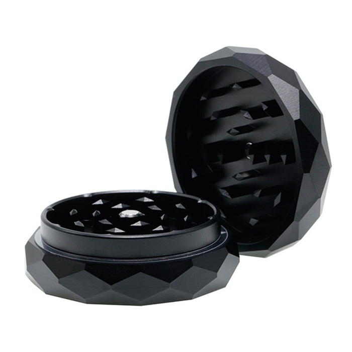 62MM 2 Part Aluminum Alloy Diamond-Shaped Smoke Grinder-Black
