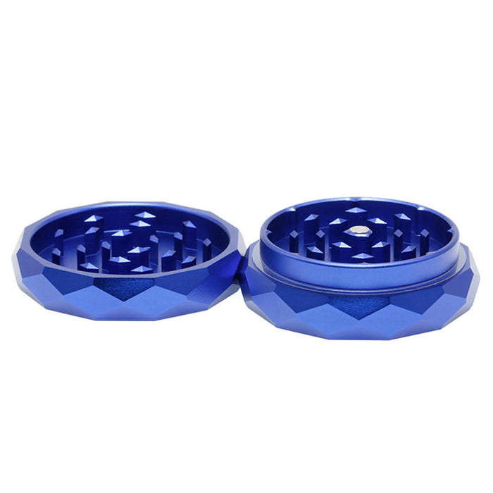 62MM 2 Part Aluminum Alloy Diamond-Shaped Smoke Grinder-Blue