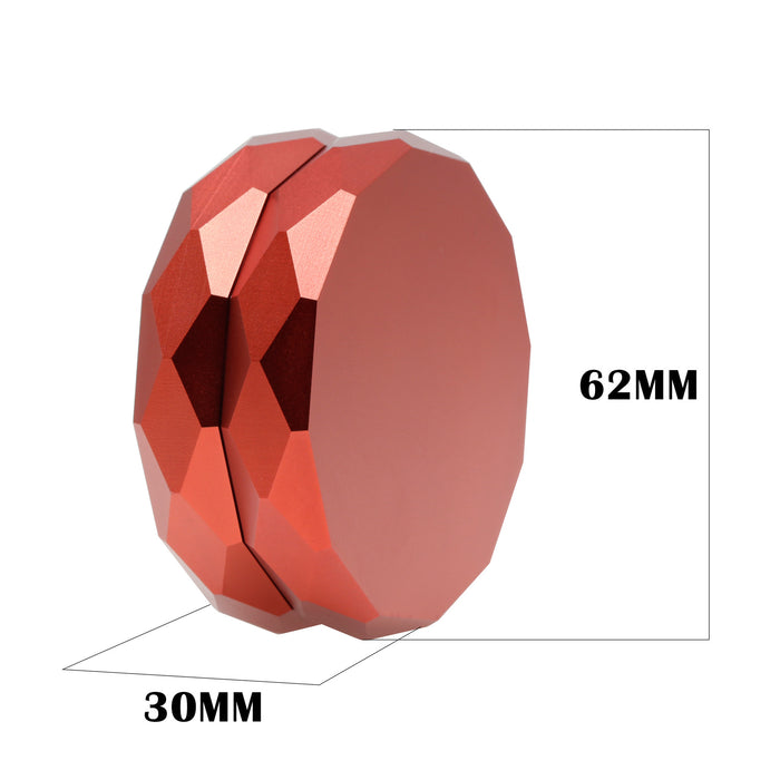 62MM 2 Part Aluminum Alloy Diamond-Shaped Smoke Grinder-Red