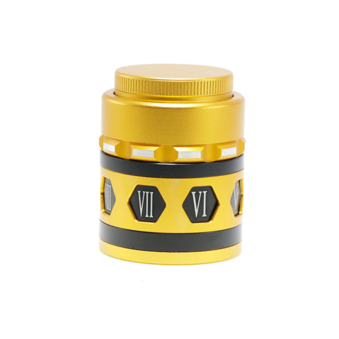 62MM Hidden Telescopic Cover Side Rotatable Aluminum Alloy Herb Grinder-Gold