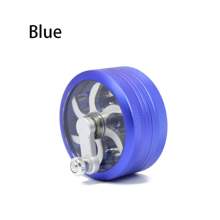63MM 2-Layer Aluminum Alloy Rocker Hand-Cranked  Grinder-Blue