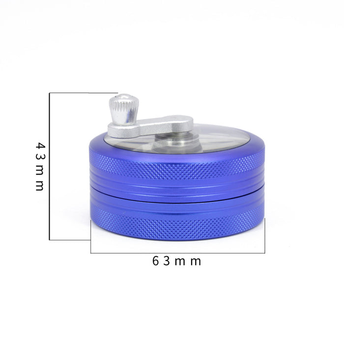63MM 2-Layer Aluminum Alloy Rocker Hand-Cranked  Grinder-Blue