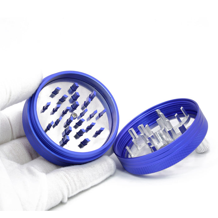 63MM 2-Layer Aluminum Alloy Rocker Hand-Cranked  Grinder-Blue