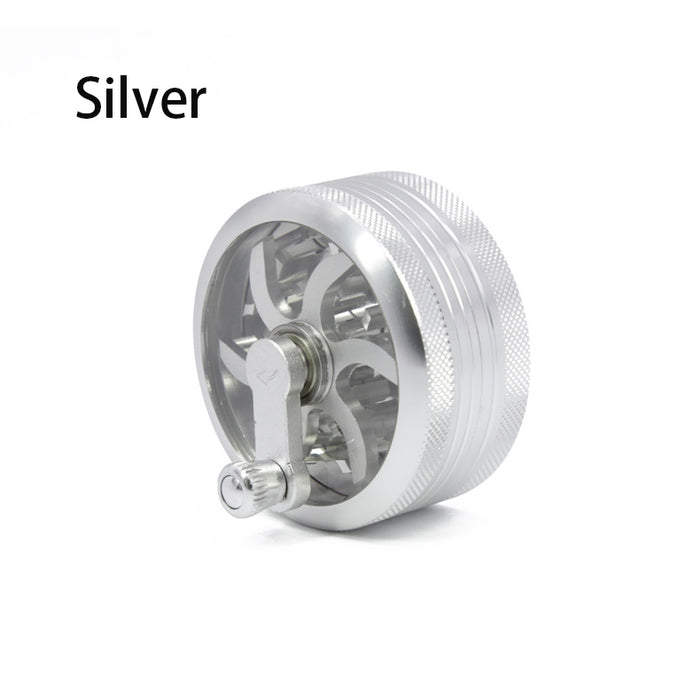 63MM 2-Layer Aluminum Alloy Rocker Hand-Cranked  Grinder-Silver