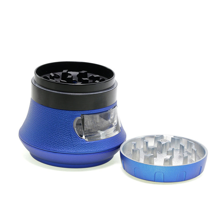 63MM 4-Layer Vase Type Zinc Alloy Drawer Type Large Capacity Smoke Grinder-Blue