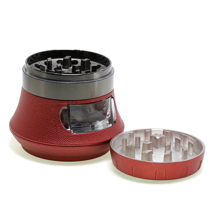 63MM 4-Layer Vase Type Zinc Alloy Drawer Type Large Capacity Smoke Grinder-Red