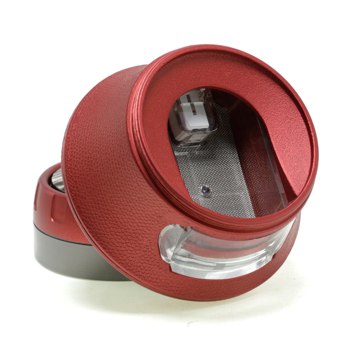 63MM 4-Layer Vase Type Zinc Alloy Drawer Type Large Capacity Smoke Grinder-Red