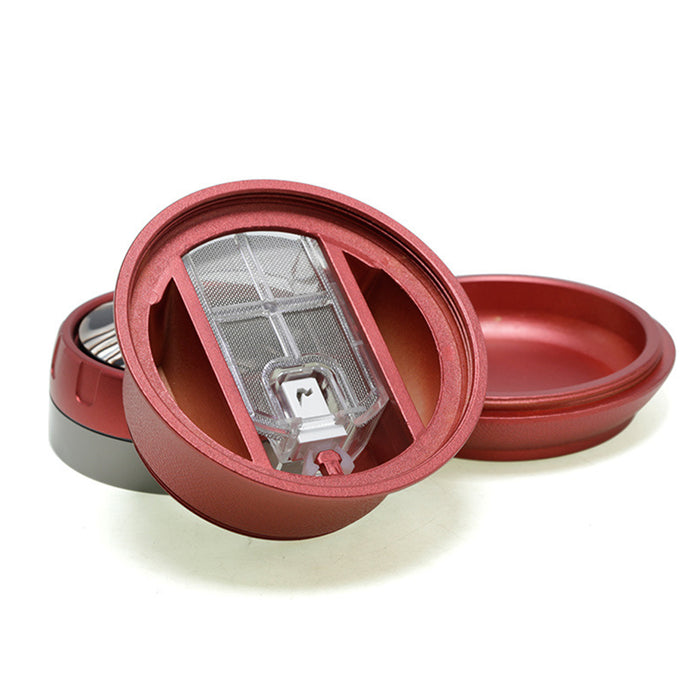 63MM 4-Layer Vase Type Zinc Alloy Drawer Type Large Capacity Smoke Grinder-Red