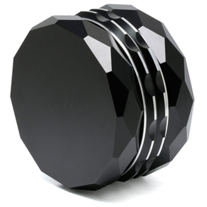 63MM 4 Part Aluminum Alloy Diamond Flat Pattern Smoke Grinder-Black Color