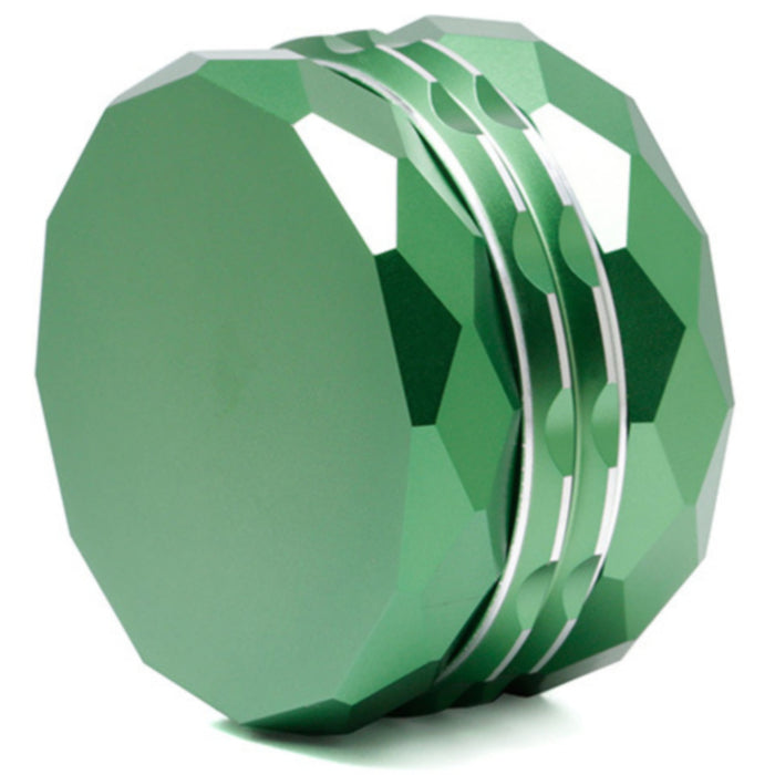 63MM 4 Part Aluminum Alloy Diamond Flat Pattern Smoke Grinder-Green Color