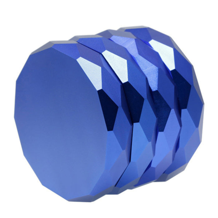 63MM 4 Part Aluminum Alloy Diamond-Shaped Herb Grinder-Blue