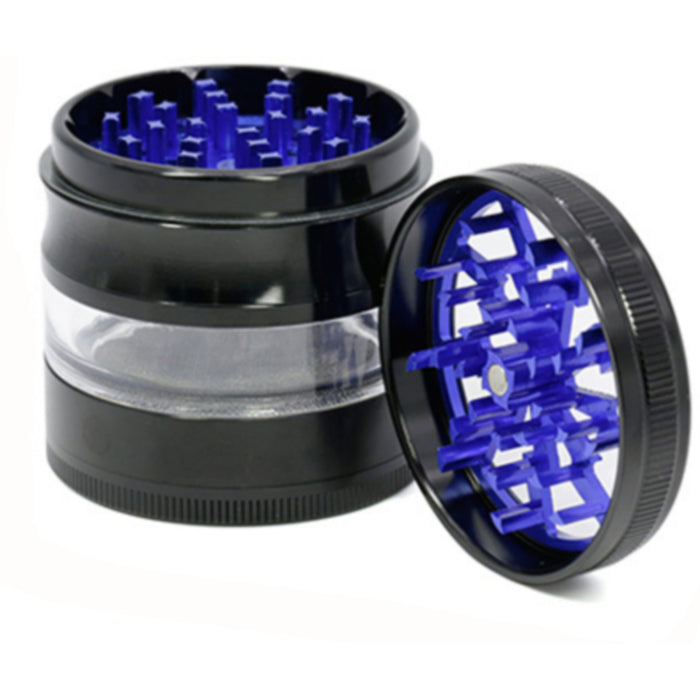 63MM 4 Part Aluminum Alloy Open Skylight Lightning Transparent Grinder-Blue