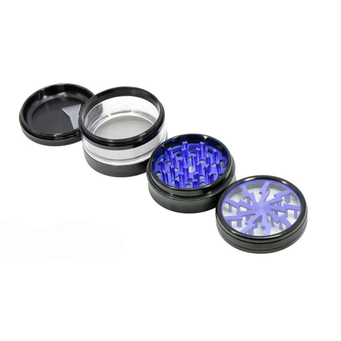 63MM 4 Part Aluminum Alloy Open Skylight Lightning Transparent Grinder-Blue