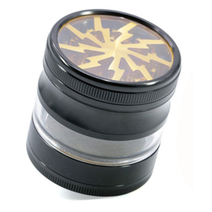 63MM 4 Part Aluminum Alloy Open Skylight Lightning Transparent Grinder-Gold