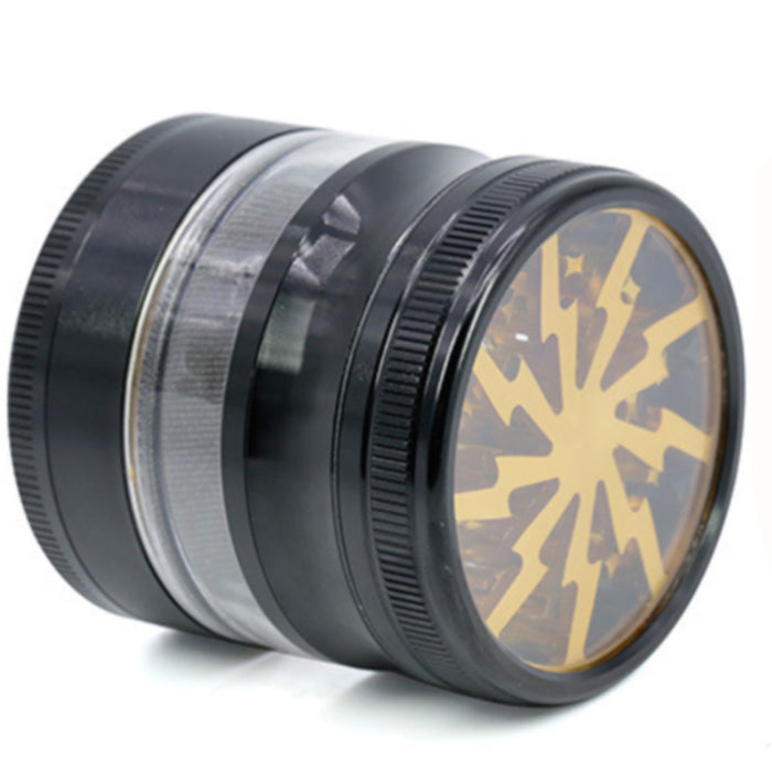 63MM 4 Part Aluminum Alloy Open Skylight Lightning Transparent Grinder-Gold