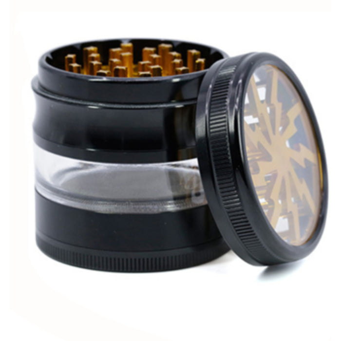 63MM 4 Part Aluminum Alloy Open Skylight Lightning Transparent Grinder-Gold